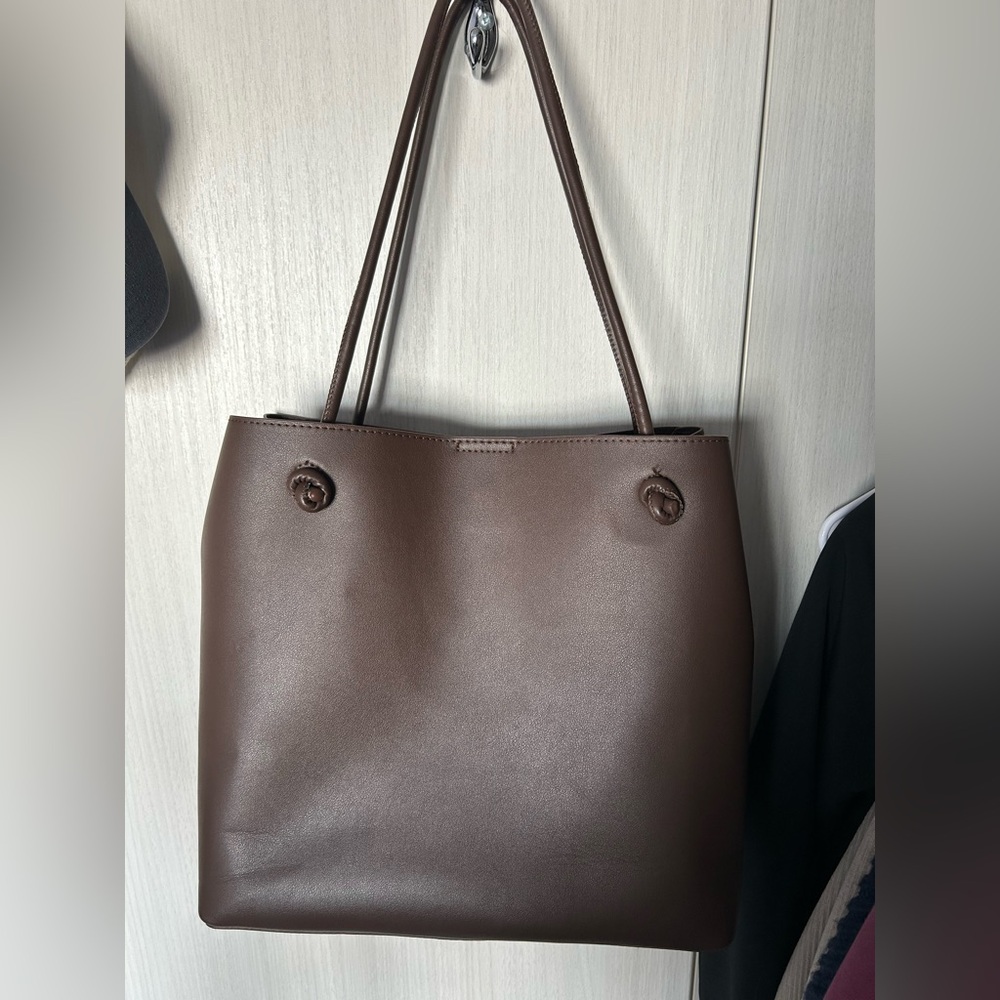 Mango Women’s Chocolate Brown Leather Work Bag